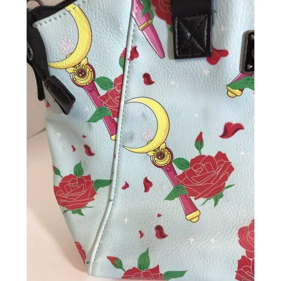 RARE! Loungefly Sailor Moon Purse Crossbody & Satchel Gadgets & Roses Print READ - Picture 6 of 16